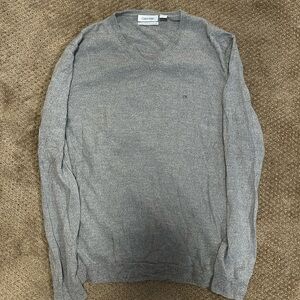 Men’s Calvin Klein Extra Fine Merino Wool Sweater V-Neck Grey XL